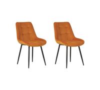 Beliani Lot de 2 Chaises de Salle à Manger Salon Moderne en Velours Orange Rembourré Pieds en Métal Melrose