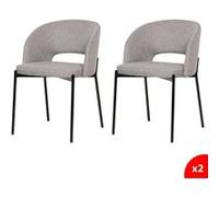 Lot de 2 chaises de salle à manger tissus gris - pieds en métal noir - KRISTEN Gris G