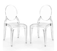 Lot de 2 chaises de salle à manger transparentes - Style Victoria Transparent