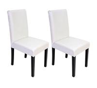 Lot de 2 chaises de séjour Littau cuir reconstitué blanc, pieds foncés