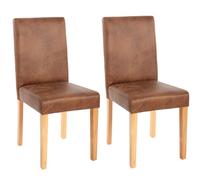 Mendler Chaises de séjour Littau – Simili-cuir aspect daim marron – Lot de 2, pieds clairs
