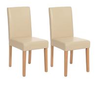 Lot de 2 chaises de séjour Littau - simili-cuir, crème, pieds clairs