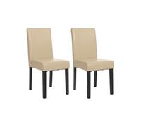 Lot de 2 chaises de séjour Littau simili-cuir, crème, pieds foncés