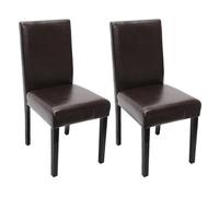 Mendler – Lot de 2 chaises de séjour Littau – Simili-cuir, Marron, pieds foncés, H. 90 cm
