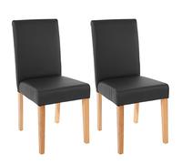 Mendler – Lot de 2 chaises de séjour Littau – Simili-cuir, noir mat, pieds clairs