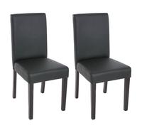 Mendler - Lot de 2 chaises de séjour Littau - simili-cuir, noir mat, pieds foncés