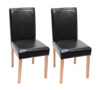 Mendler Lot de 2 chaises de séjour Littau - Simili-Cuir, Noir, Pieds clairs