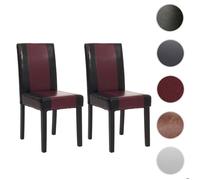 Mendler Chaises de séjour Littau – Simili-cuir noir/rouge, pieds foncés – Lot de 2