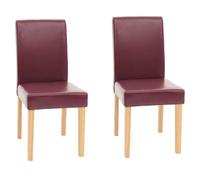 Mendler - Lot de 2 chaises Littau - simili-cuir rouge, pieds clairs, H. 90 cm