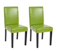 Mendler Chaises de séjour Littau - simili-cuir vert, pieds foncés - Lot de 2