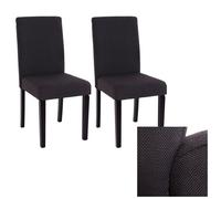 Lot de 2 chaises de séjour Littau tissu noir, pieds foncés