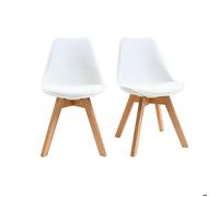 Lot de 2 chaises design blanches - MILIBOO - PAULINE - Style scandinave et moderne - Piètement bois