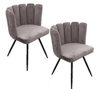 Lot de 2 Chaises design effet velours Ariel - Gris