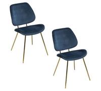 Lot de 2 chaises design en velours et métal Bleu, L. 47 x l. 54 x H. 82 cm, SLOW