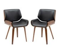 HOMCOM Lot de 2 chaises salle à manger vintage - Revêtement synthétique - Pieds bois noyer - Marron