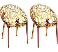Lot de 2 chaises empilables CLP CRYSTAL, résistantes aux intempéries, grises