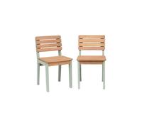 Chaise Bois Pour Enfant Intérieur/extérieur, Salon De Jardin Enfant Bois D'acacia (lot De 2) Caroline Vert De Gris TU