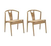 Mauro Ferretti Chaise Japon -B- Bois, dossier rotin tressé 76 cm Naturel – Lot de 2