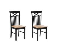 Beliani Lot 2 Chaises Noires en Bois Naturel de Qualité Design Simple et Universel pour Chaque Salle à Manger ou Cuisine Contemporaine