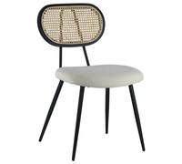 Lot de 2 chaises en cannage et tissu boucle écru ELENA