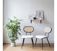 Lot de 2 chaises en cannage et tissu boucle écru elena