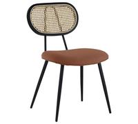 Lot de 2 chaises en cannage et tissu boucle rouille ELENA
