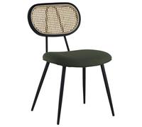 Lot de 2 chaises en cannage et tissu boucle vert kaki elena