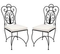 Lot de 2 chaises en fer forgé "Cordoba", fabriquées à la main | Chaise de jardin de style méditerranéen