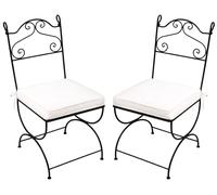 Lot de 2 chaises en fer forgé Malaga, fabrication artisanale | Chaise de jardin de style méditerranéen