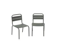 Lot de 2 chaises en métal kaki pour enfant. salon de jardin enfant