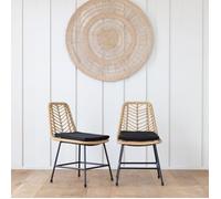 Happy Garden Lot de 2 chaises OKA en rotin synthétique avec coussins, résistant UV et déperlant