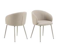 Lot de 2 chaises en tissu avec accoudoirs SÖREN - Beige avec pieds gris