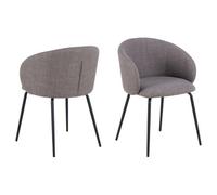 Lot de 2 chaises en tissu avec accoudoirs SÖREN - Gris brun avec pieds noirs