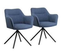 Lot de 2 chaises en tissu bleu DANNA