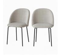 Lot de 2 chaises en tissu bouclette beige - Karl - Maison Pavane