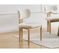 Vente-unique - Lot de 2 chaises en Tissu Bouclette et Bois d'hévéa - Blanc - WILANA - Salle à Manger