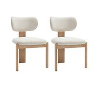 Vente-unique - Lot de 2 chaises en Tissu Bouclette et Bois d'hévéa - Blanc - WILANA - Salle à Manger
