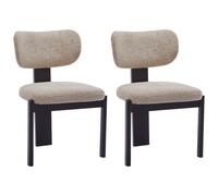 Vente-unique - Lot de 2 chaises en Tissu Bouclette et Bois d'hévéa Noir - Taupe - WILANA - Salle à Manger