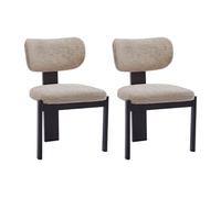 Vente-unique - Lot de 2 chaises en Tissu Bouclette et Bois d'hévéa Noir - Taupe - WILANA - Salle à Manger
