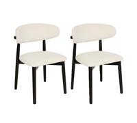 Lot de 2 Chaises en Tissu Bouclette "Sari" 78cm Blanc & Noir