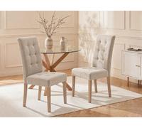 Lot de 2 chaises en tissu et bois - Beige - VILLOSA