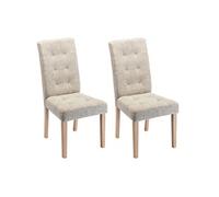 Lot de 2 chaises en tissu et bois - Beige - VILLOSA