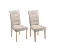 Lot de 2 chaises en tissu et bois - Beige - VILLOSA