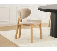 Vente-unique - Lot de 2 chaises en Tissu et Bois d'hévéa - Beige - FALDRA - Salle à Manger