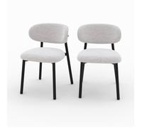 Lot de 2 chaises en tissu gris clair chiné et pieds en métal noir - Nao - Maison Pavane