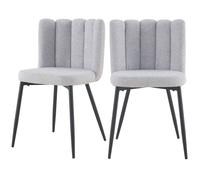 Lot de 2 chaises en tissu gris et pieds en métal noir - Rosy - Maison Pavane