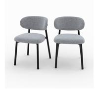 Lot de 2 chaises en tissu gris foncé chiné et pieds en métal noir - Nao - Maison Pavane