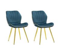 Lot de 2 Chaises en Tissu ""Paris"" 77cm Bleu & Or