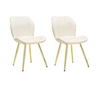 Mauro Ferretti – Chaise Space – métal doré et tissu – Lot de 2 crème et doré