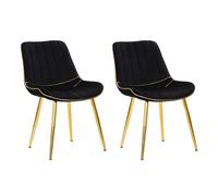 Chaise en métal et tissu Paris (Lot de 2) noir et doré